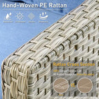 Ensemble de 2 chaises de jardin en rotin tressé à dossier haut - Résine PE tressée à la main - Acier thermolaqué - Coussins inclus