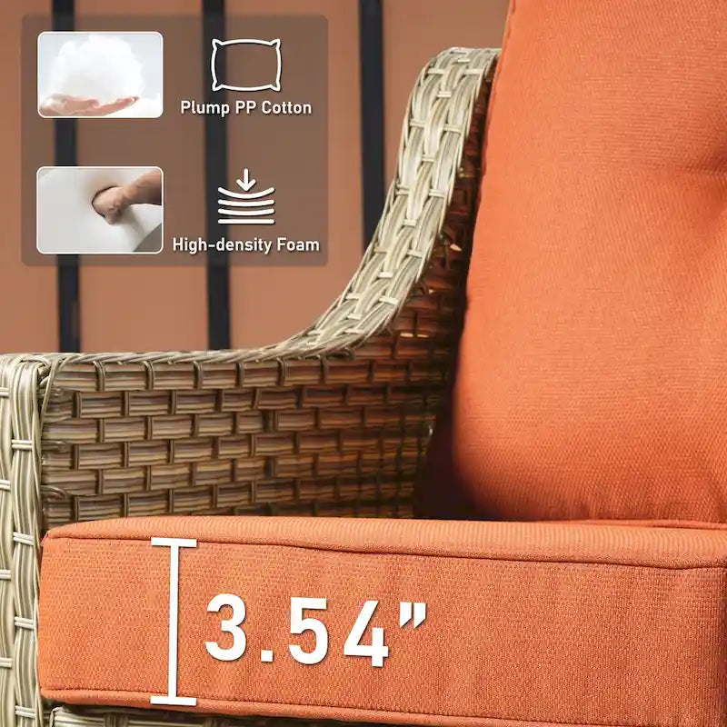 Ensemble de 2 chaises de jardin en rotin tressé à dossier haut - Résine PE tressée à la main - Acier thermolaqué - Coussins inclus