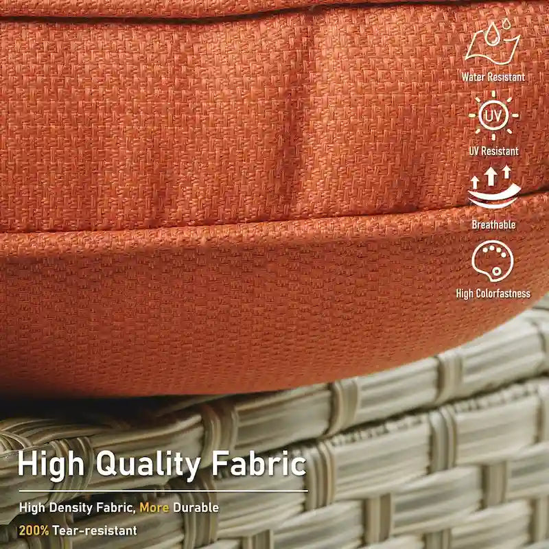 Ensemble de 2 chaises de jardin en rotin tressé à dossier haut - Résine PE tressée à la main - Acier thermolaqué - Coussins inclus