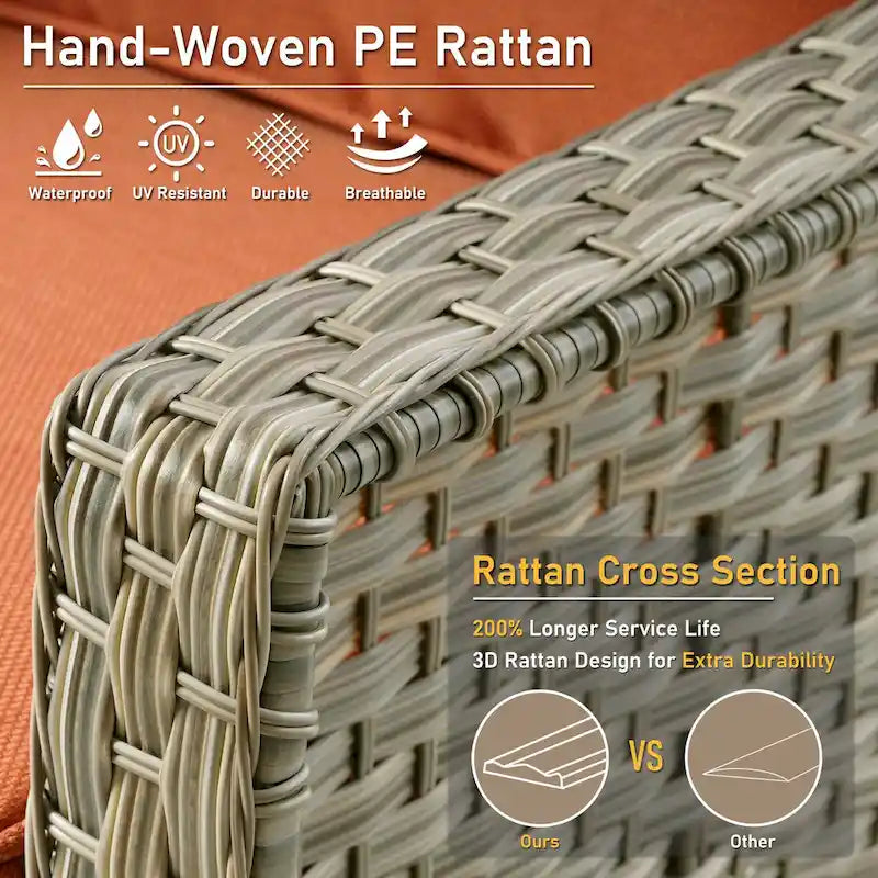 Ensemble de 2 chaises de jardin en rotin tressé à dossier haut - Résine PE tressée à la main - Acier thermolaqué - Coussins inclus