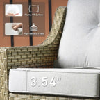 Ensemble de 2 chaises de jardin en rotin tressé à dossier haut - Résine PE tressée à la main - Acier thermolaqué - Coussins inclus