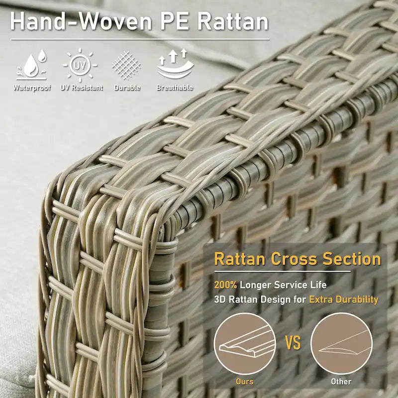 Ensemble de 2 chaises de jardin en rotin tressé à dossier haut - Résine PE tressée à la main - Acier thermolaqué - Coussins inclus