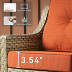 Ensemble de 2 chaises de jardin en rotin tressé à dossier haut - Résine PE tressée à la main - Acier thermolaqué - Coussins inclus