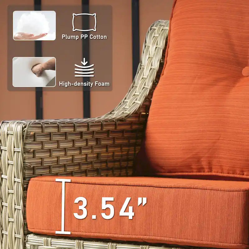 Ensemble de 2 chaises de jardin en rotin tressé à dossier haut - Résine PE tressée à la main - Acier thermolaqué - Coussins inclus