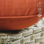 Ensemble de 2 chaises de jardin en rotin tressé à dossier haut - Résine PE tressée à la main - Acier thermolaqué - Coussins inclus