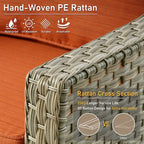 Ensemble de 2 chaises de jardin en rotin tressé à dossier haut - Résine PE tressée à la main - Acier thermolaqué - Coussins inclus