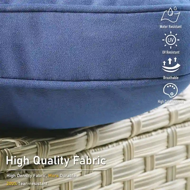 Ensemble de 2 chaises de jardin en rotin tressé à dossier haut - Résine PE tressée à la main - Acier thermolaqué - Coussins inclus