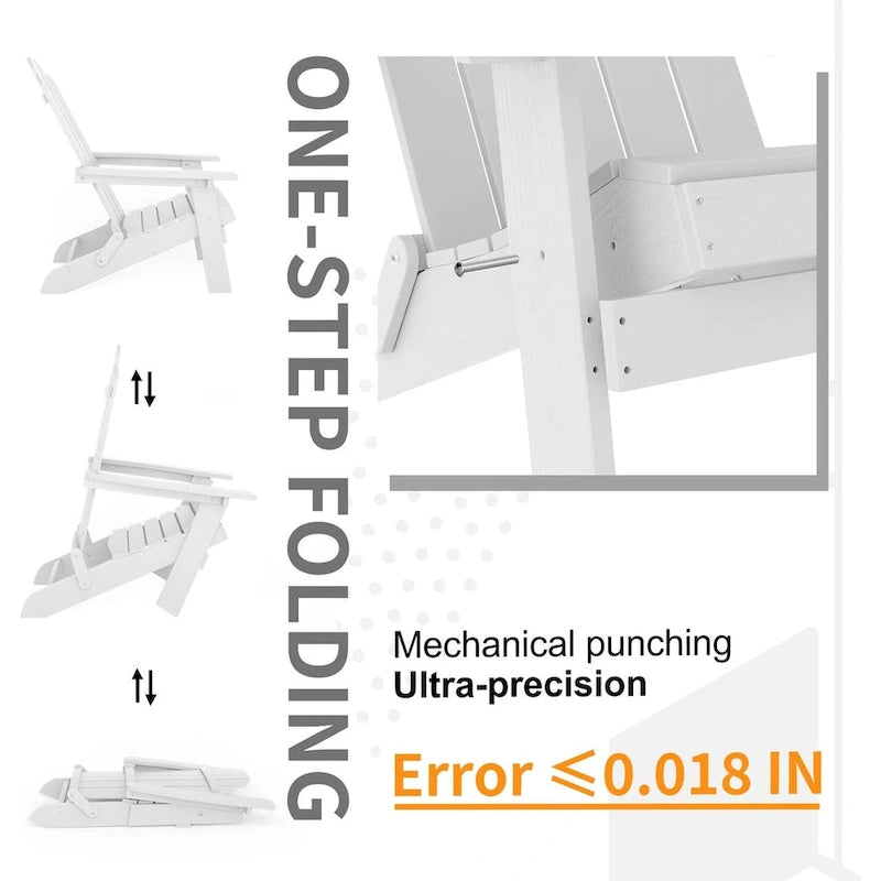 Ensemble de 3 pièces WINSOON HIPS composé d'une chaise Adirondack pliante d'extérieur, résistante aux intempéries et d'une table.