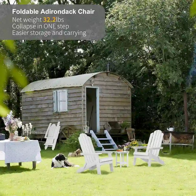 Ensemble de 3 pièces WINSOON HIPS composé d'une chaise Adirondack pliante d'extérieur, résistante aux intempéries et d'une table.