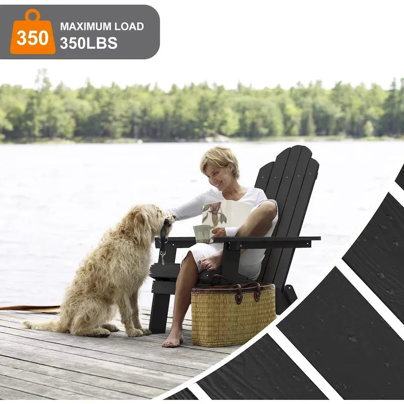 Ensemble de 3 pièces WINSOON HIPS composé d'une chaise Adirondack pliante d'extérieur, résistante aux intempéries et d'une table.