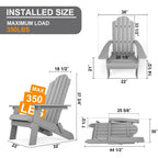 Ensemble de 3 pièces WINSOON HIPS composé d'une chaise Adirondack pliante d'extérieur, résistante aux intempéries et d'une table.