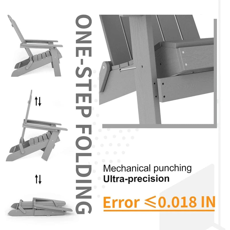 Ensemble de 3 pièces WINSOON HIPS composé d'une chaise Adirondack pliante d'extérieur, résistante aux intempéries et d'une table.