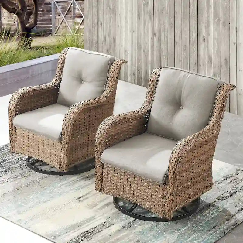 Fauteuils de jardin à bascule en osier Gymojoy avec base pivotante (lot de 2)