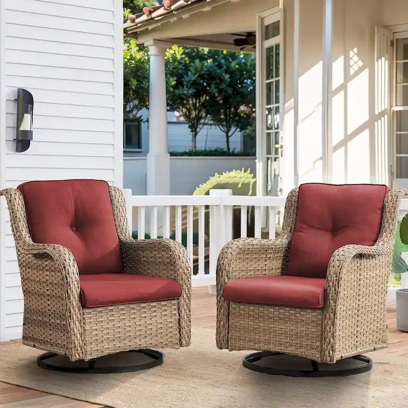 Fauteuils de jardin à bascule en osier Gymojoy avec base pivotante (lot de 2)