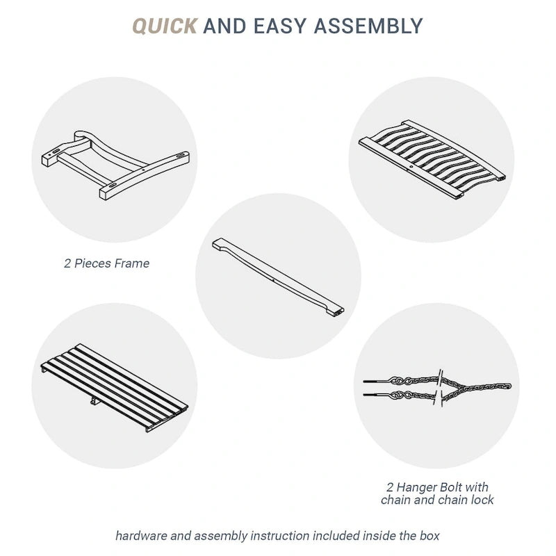 Balançoire de porche en bois d'acajou - Balançoire extérieure résistante aux intempéries - Capacité de 227 kg - Chaînes et accessoires inclus