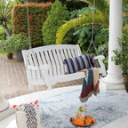 Balançoire de porche en bois d'acajou - Balançoire extérieure résistante aux intempéries - Capacité de 227 kg - Chaînes et accessoires inclus