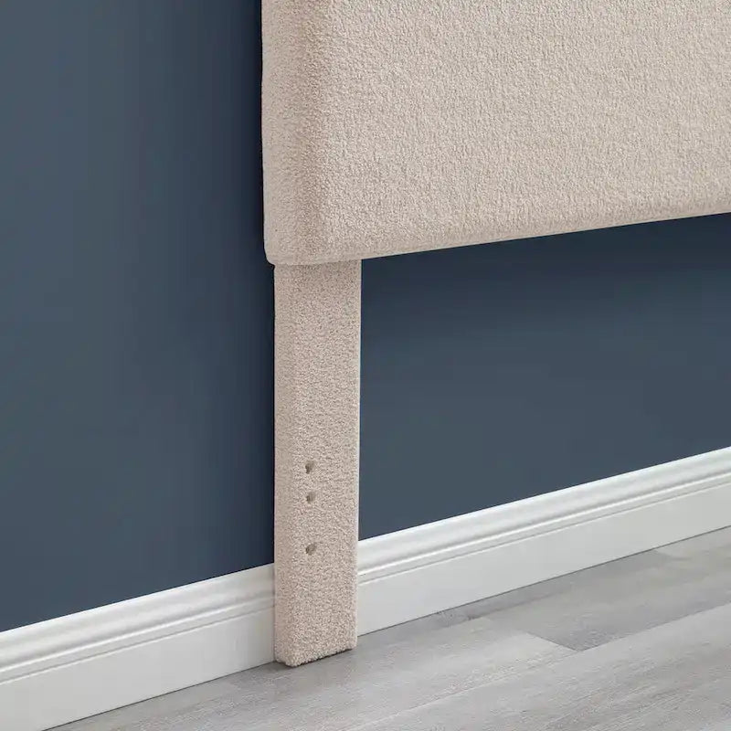 Tête de lit en polaire sherpa - Tons naturels - Revêtement doux - Rembourrage en mousse - Fixation murale ou sur lit - King/Queen
