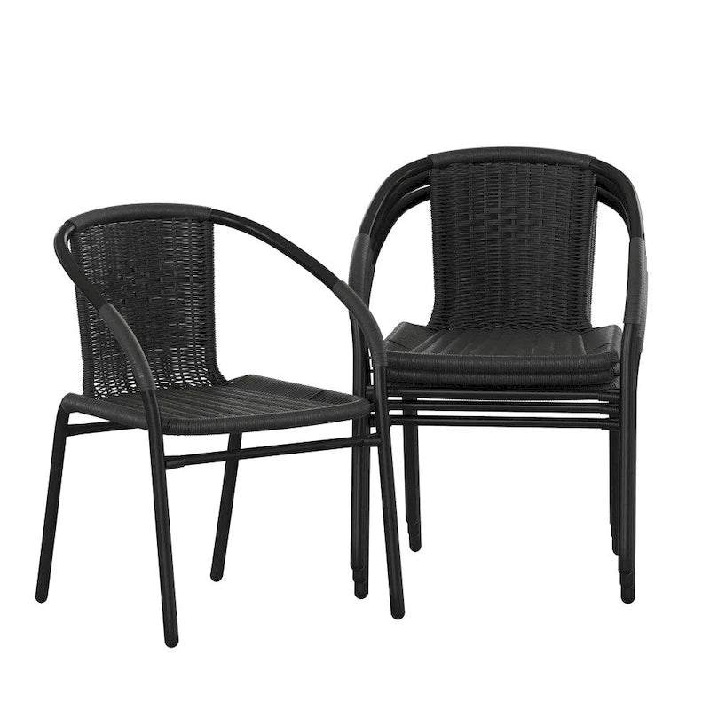 Chaises de terrasse empilables en rotin pour restaurant, utilisables en intérieur et en extérieur (lot de 4)