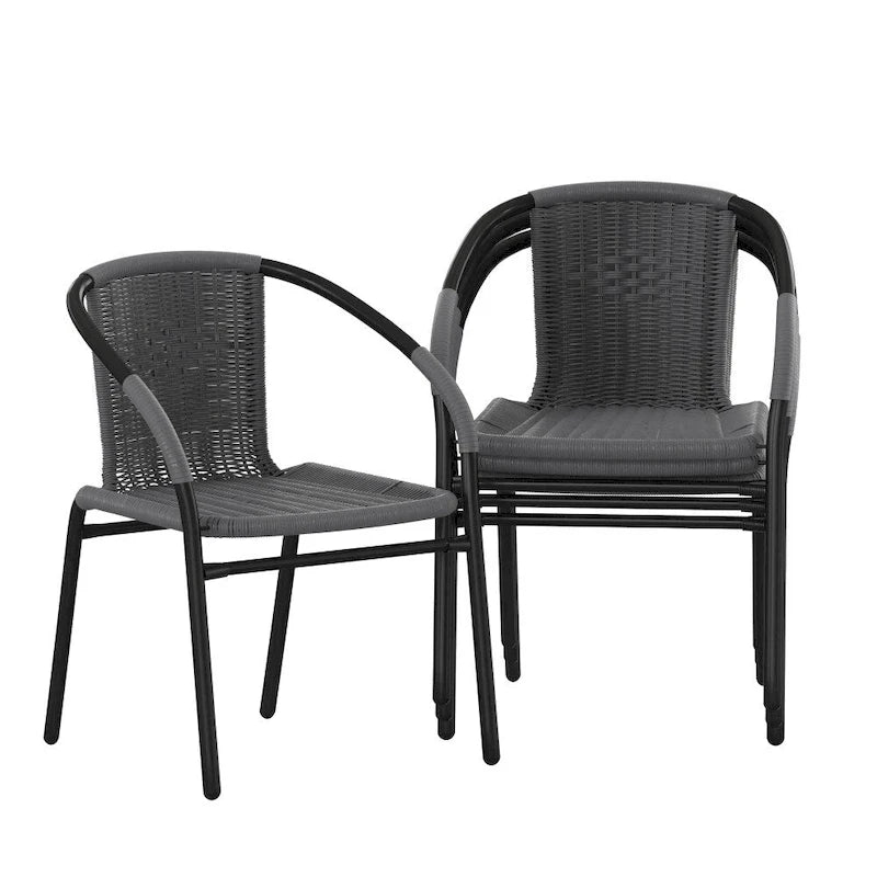 Chaises de terrasse empilables en rotin pour restaurant, utilisables en intérieur et en extérieur (lot de 4)