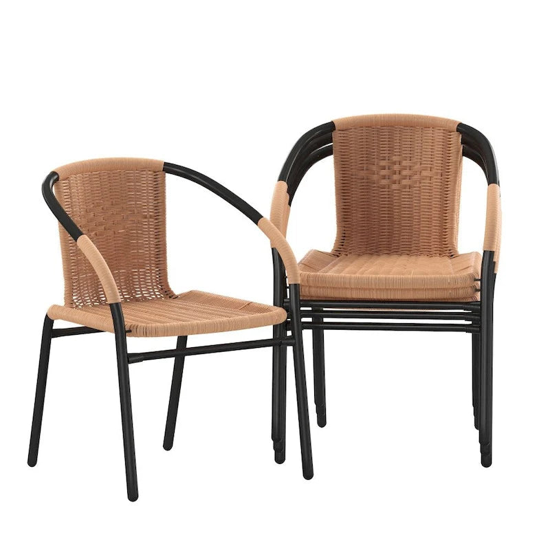 Chaises de terrasse empilables en rotin pour restaurant, utilisables en intérieur et en extérieur (lot de 4)