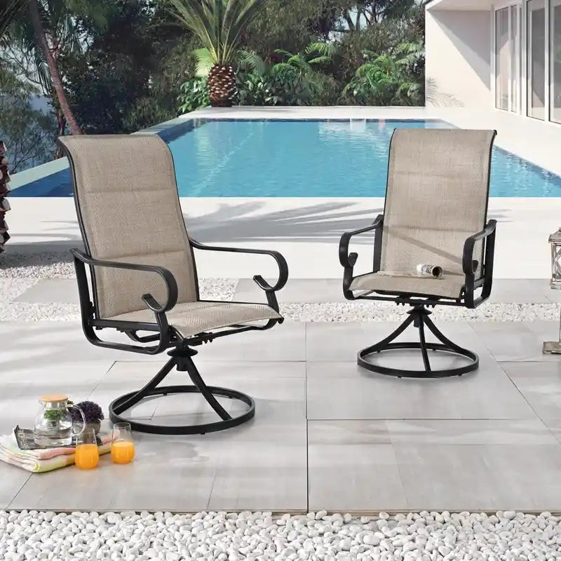 Chaise de salle à manger pivotante d'extérieur rembourrée en métal Patio Festival (paquet de 2)