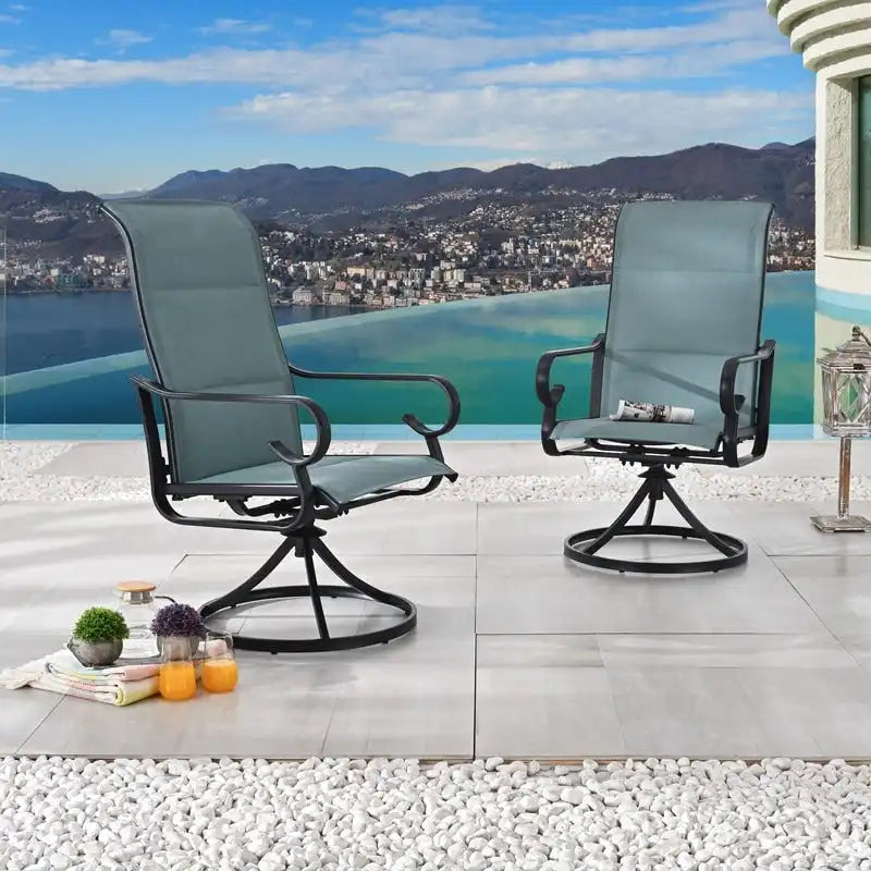 Chaise de salle à manger pivotante d'extérieur rembourrée en métal Patio Festival (paquet de 2)