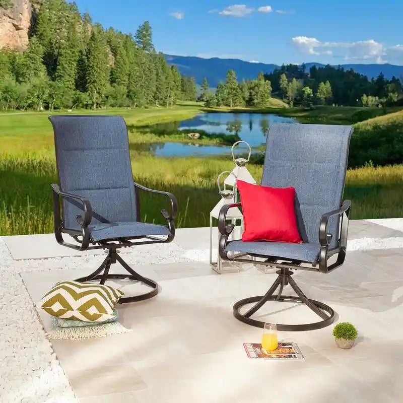 Patio Festival Metal Padded Outdoor Swivel Dining Chair (2-Pack)