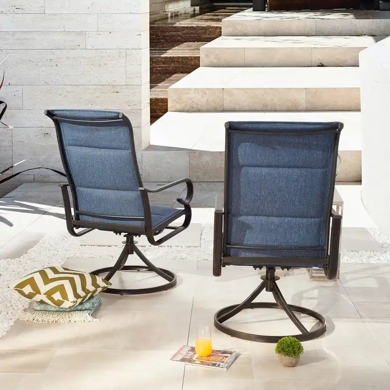 Chaise de salle à manger pivotante d'extérieur rembourrée en métal Patio Festival (paquet de 2)