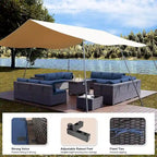 Ensemble de mobilier de jardin 15 pièces avec table foyer - Canapé d'angle en rotin - Chauffage au propane 55 000 BTU - Conception modulaire