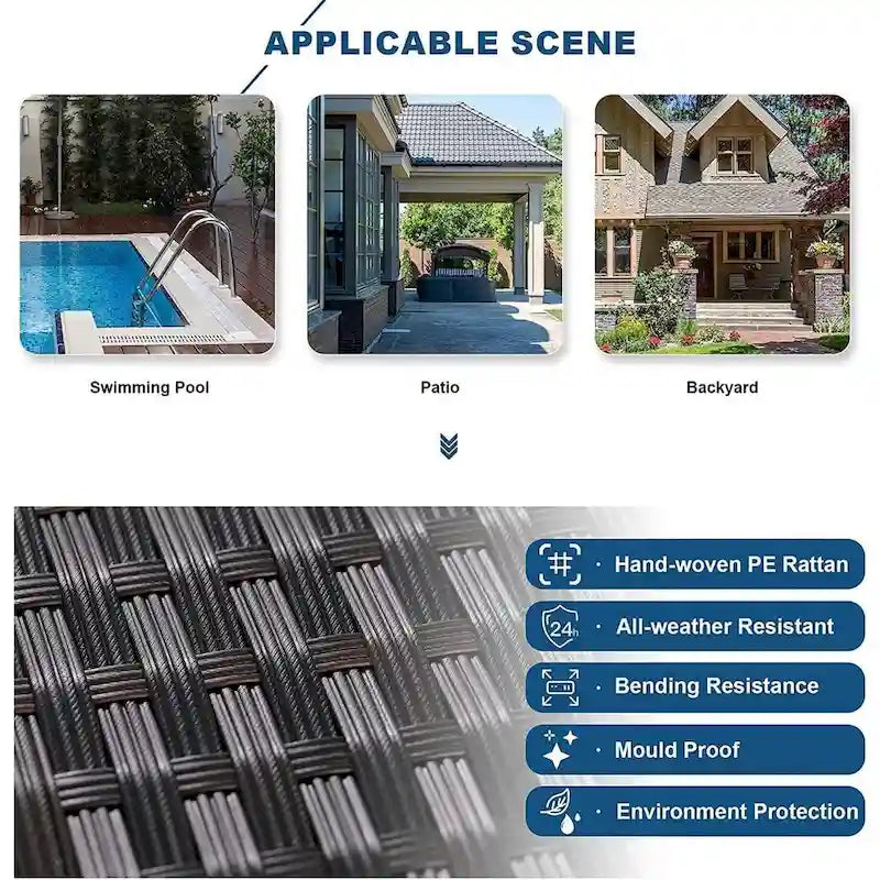 Ensemble de mobilier de jardin 15 pièces avec table foyer - Canapé d'angle en rotin - Chauffage au propane 55 000 BTU - Conception modulaire