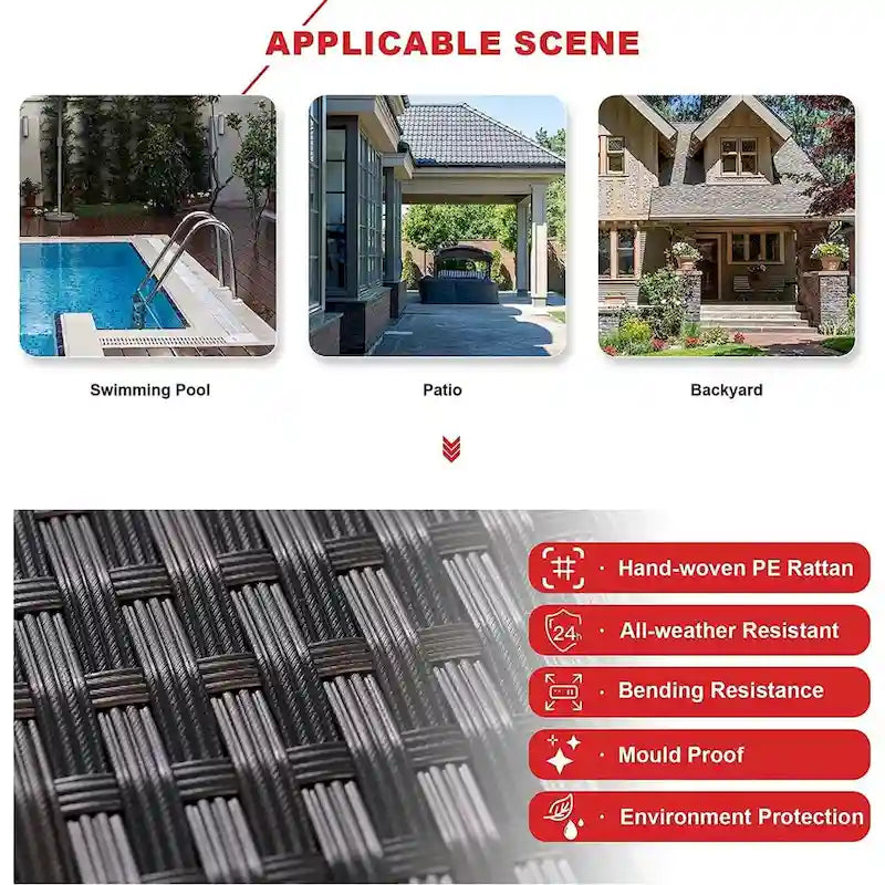 Ensemble de mobilier de jardin 15 pièces avec table foyer - Canapé d'angle en rotin - Chauffage au propane 55 000 BTU - Conception modulaire