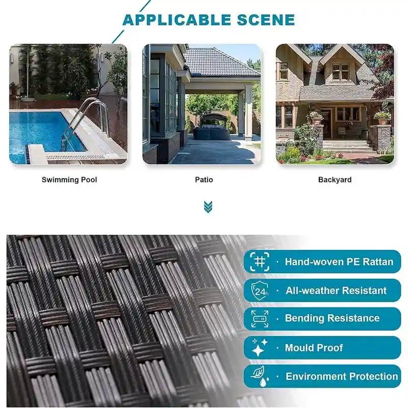 Ensemble de mobilier de jardin 15 pièces avec table foyer - Canapé d'angle en rotin - Chauffage au propane 55 000 BTU - Conception modulaire