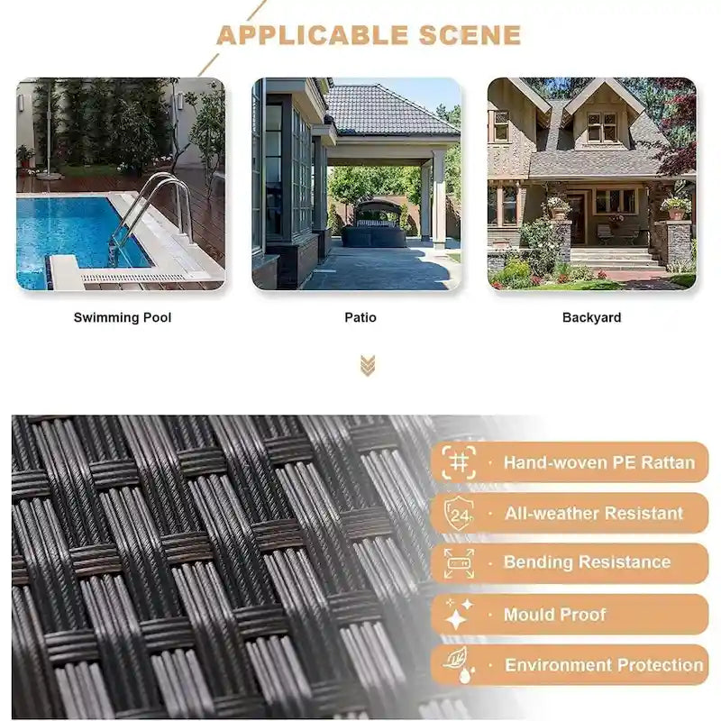 Ensemble de mobilier de jardin 15 pièces avec table foyer - Canapé d'angle en rotin - Chauffage au propane 55 000 BTU - Conception modulaire