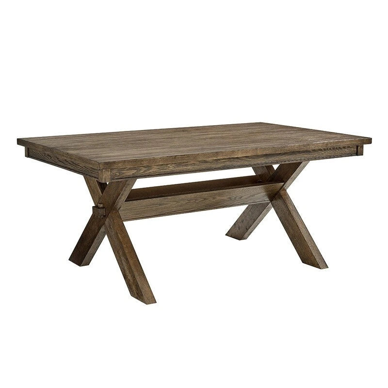 Table de salle à manger rustique style ferme - 178 cm - Pieds en X - Chêne gris/Brun rustique/Blanc - Bois Beranar et MDF