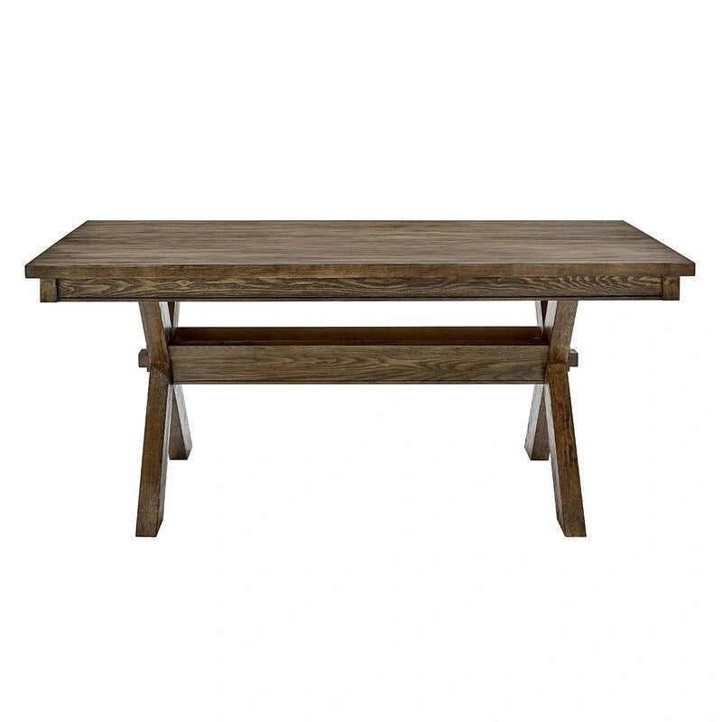 Table de salle à manger rustique style ferme - 178 cm - Pieds en X - Chêne gris/Brun rustique/Blanc - Bois Beranar et MDF