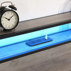 Lit plateforme Queen Size - Tête de lit avec rangement - 4 tiroirs - Bois de pin massif et MDF - Sommier non requis