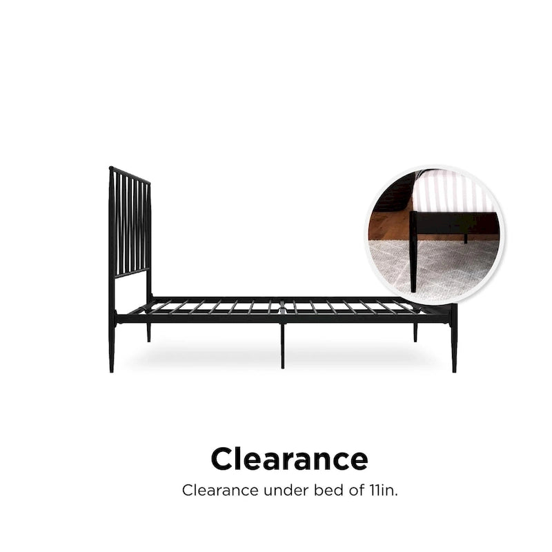 Cadre de lit en métal - Tête de lit à panneaux géométriques - Design industriel moderne - Tailles simple/double/queen/king