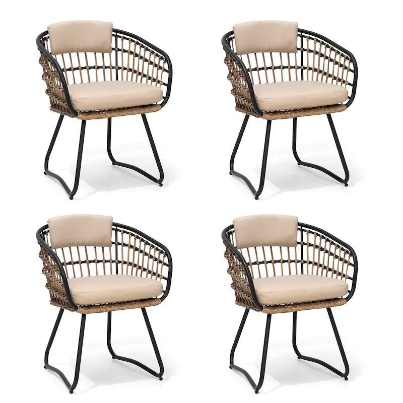 Ensemble de chaises de salle à manger d'extérieur en rotin PE avec coussins