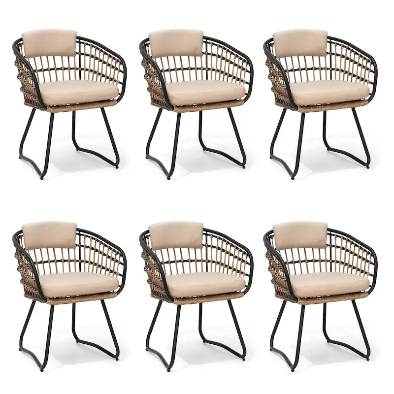 Ensemble de chaises de salle à manger d'extérieur en rotin PE avec coussins