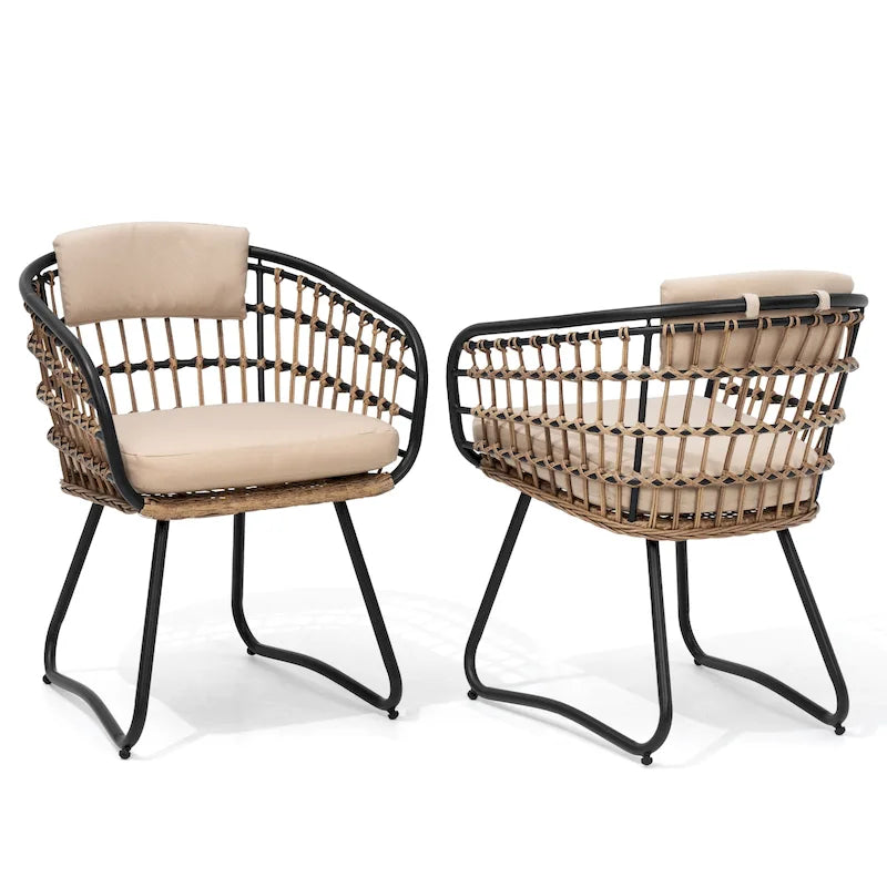 Ensemble de chaises de salle à manger d'extérieur en rotin PE avec coussins