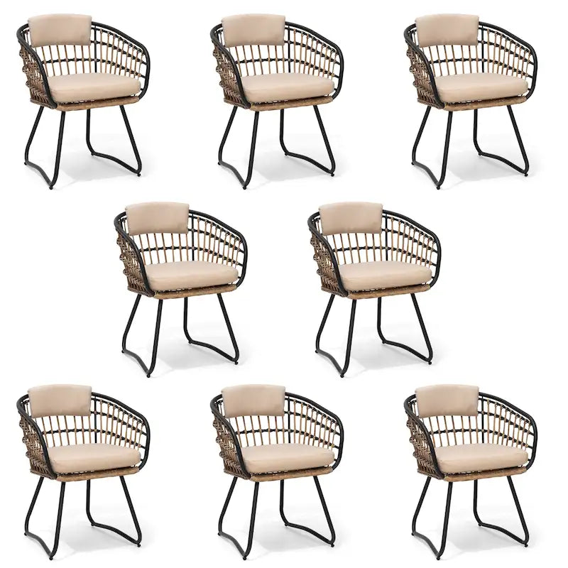 Ensemble de chaises de salle à manger d'extérieur en rotin PE avec coussins