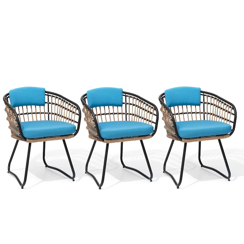 Ensemble de chaises de salle à manger d'extérieur en rotin PE avec coussins