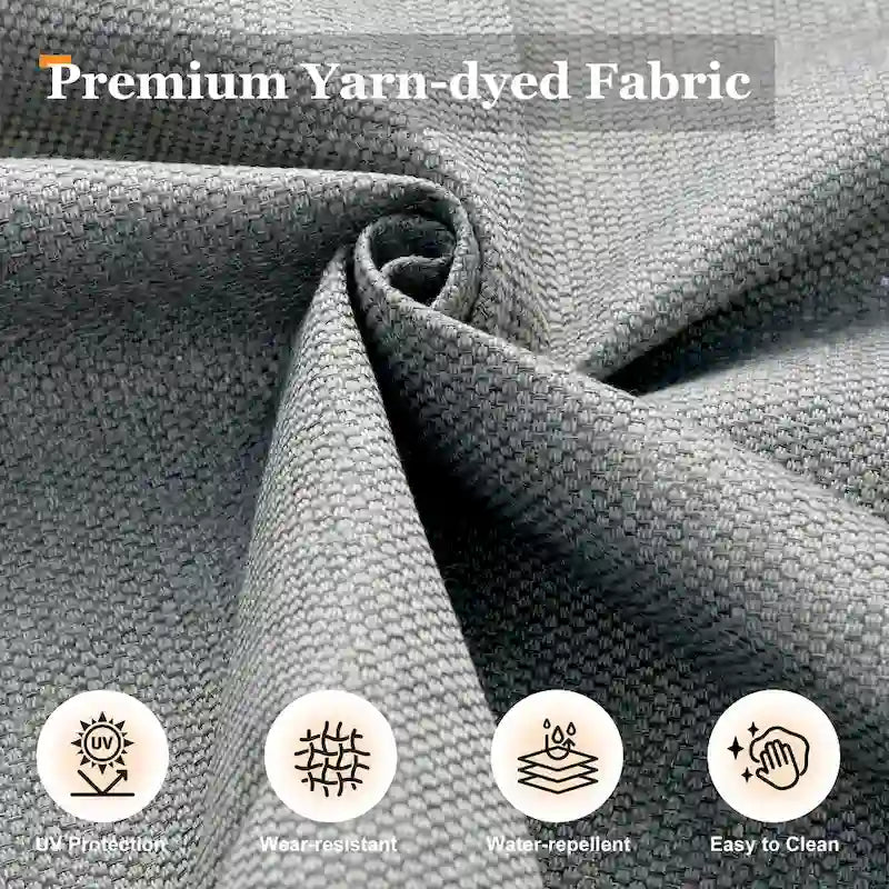 Ensemble de salon de jardin 7 pièces en résine tressée avec foyer extérieur - Table basse solaire à DEL - Résistant aux UV - Coussins d'assise profonds