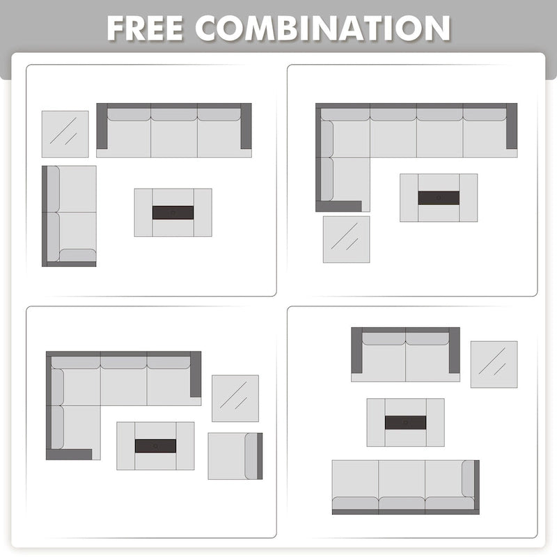 Ensemble de salon de jardin 7 pièces en résine tressée avec foyer extérieur - Table basse solaire à DEL - Résistant aux UV - Coussins d'assise profonds