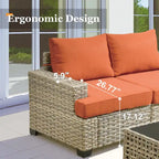 Ensemble de salon de jardin 7 pièces en résine tressée avec foyer extérieur - Table basse solaire à DEL - Résistant aux UV - Coussins d'assise profonds