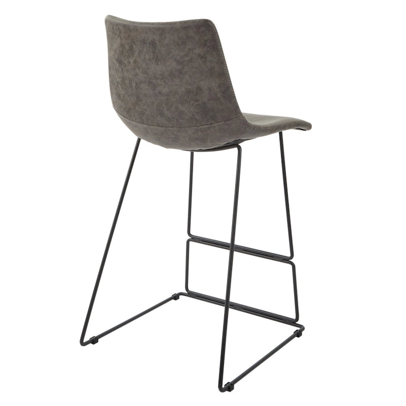 Ensemble de salle à manger 3 pièces avec table haute - Table ronde de 91 cm - 2 tabourets en similicuir - Style moderne du milieu du siècle - Noir mat