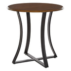 Ensemble de salle à manger 3 pièces avec table haute - Table ronde de 91 cm - 2 tabourets en similicuir - Style moderne du milieu du siècle - Noir mat