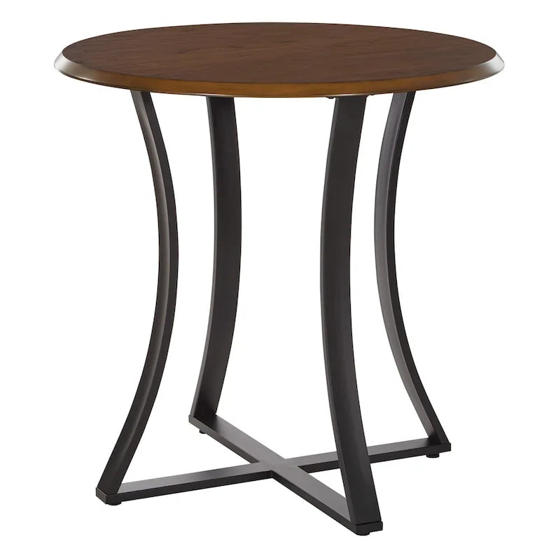 Ensemble de salle à manger 3 pièces avec table haute - Table ronde de 91 cm - 2 tabourets en similicuir - Style moderne du milieu du siècle - Noir mat
