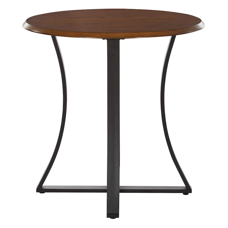 Ensemble de salle à manger 3 pièces avec table haute - Table ronde de 91 cm - 2 tabourets en similicuir - Style moderne du milieu du siècle - Noir mat