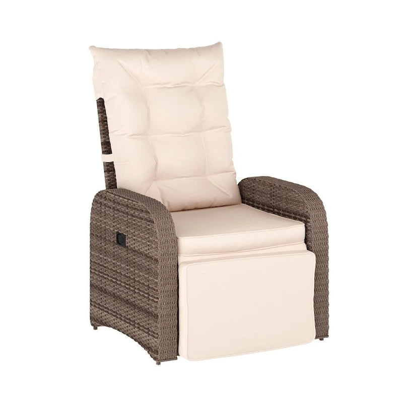 Fauteuil inclinable en rotin tressé pour intérieur/extérieur avec table d'appoint rabattable